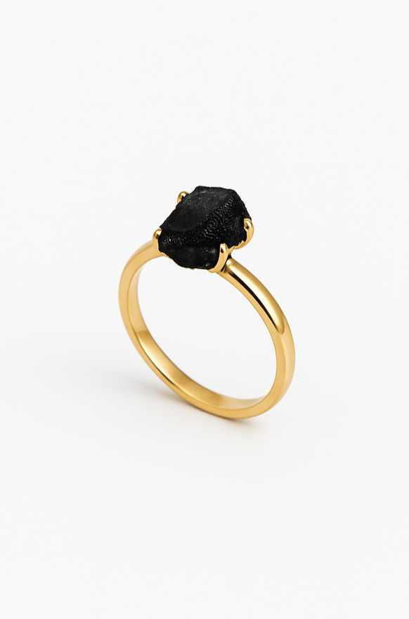 PRSTEN SE SUROVÝM OBSIDIÁNEM - minimalistický