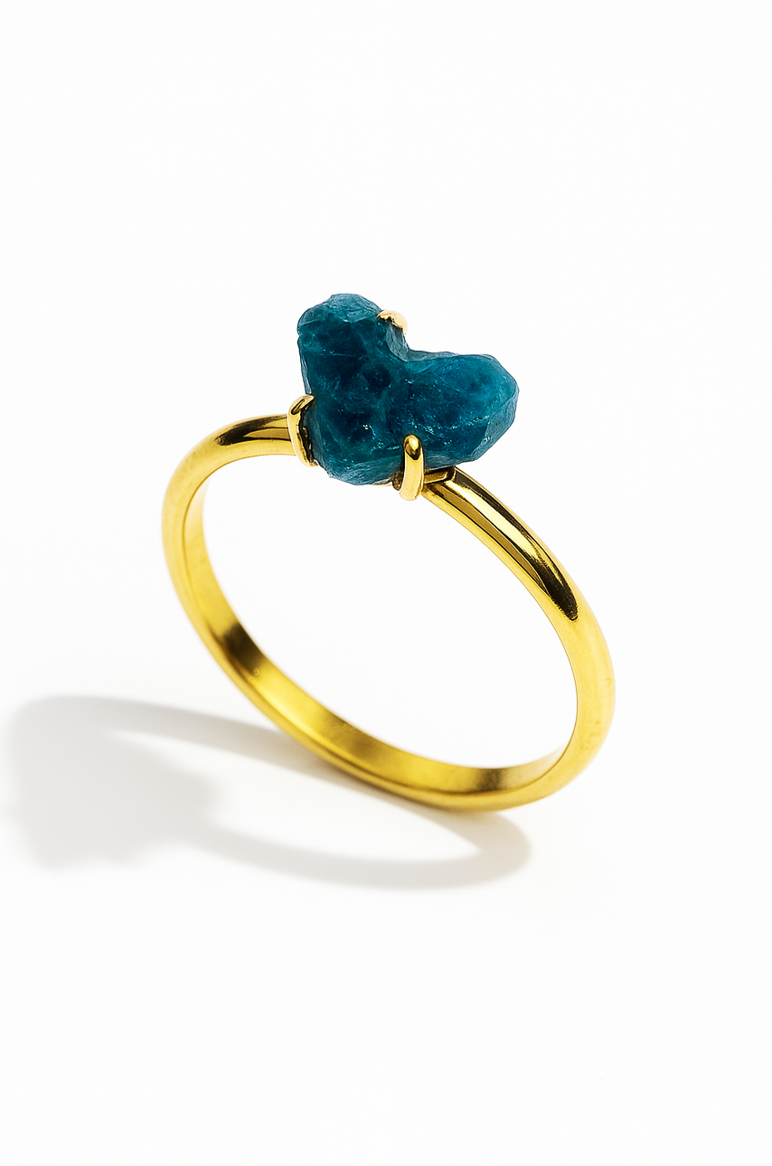 PRSTEN S APATITOVÝM SRDCEM - minimalistický