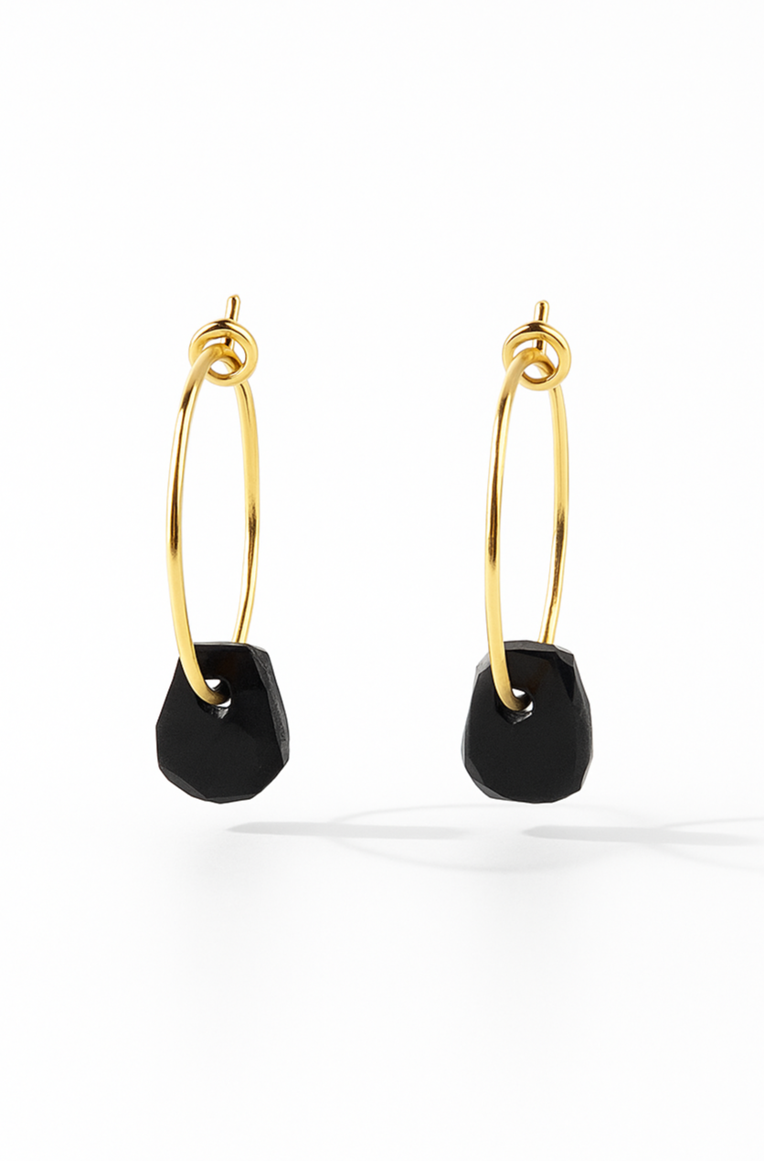 NÁUŠNICE SE SUROVÝM OBSIDIÁNEM - minimalistické kroužky