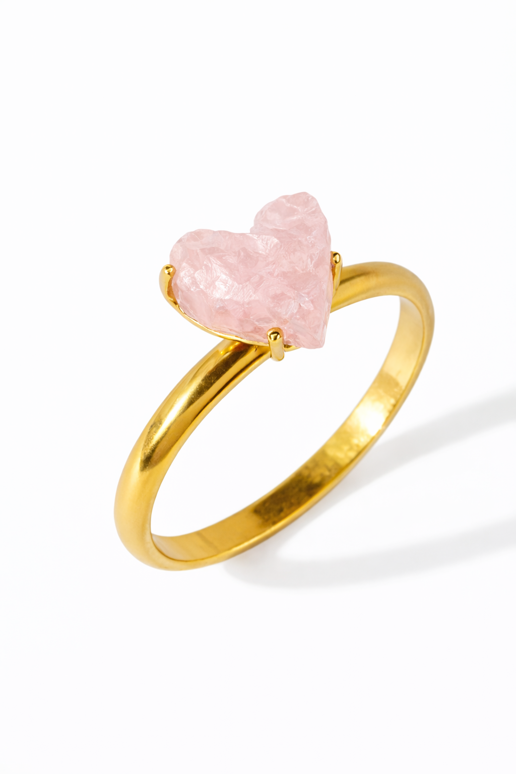 PRSTEN S RŮŽENÍNOVÝM SRDCEM - minimalistický