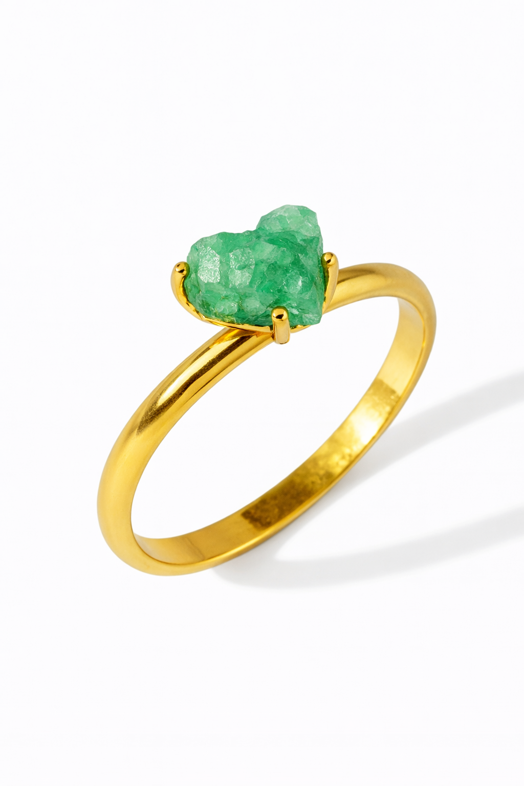 PRSTEN SE SMARAGDOVÝM SRDCEM - minimalistický